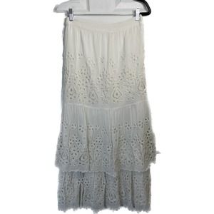 Free People White Eyelet Maxi Skirt